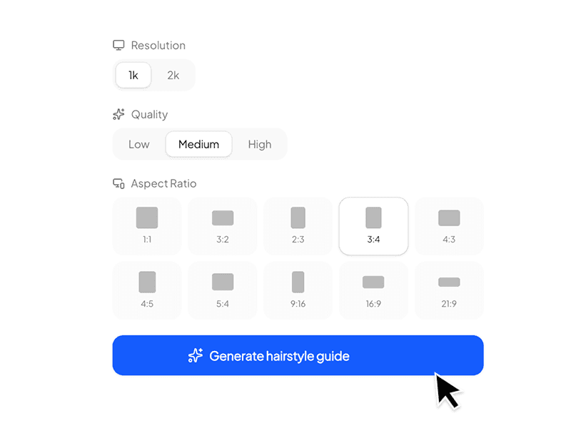 Escolha as configurações de geração