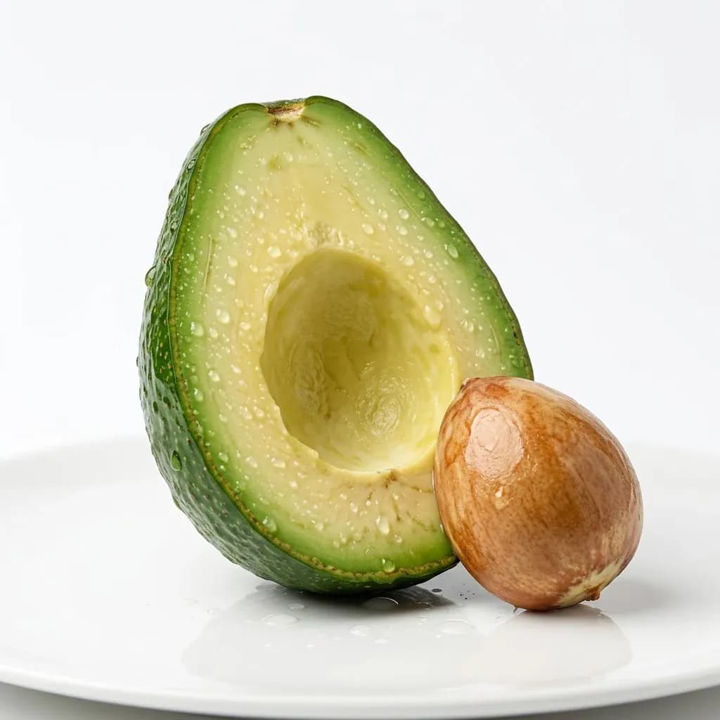 Premium halved avocado photographed on a pure white studio background