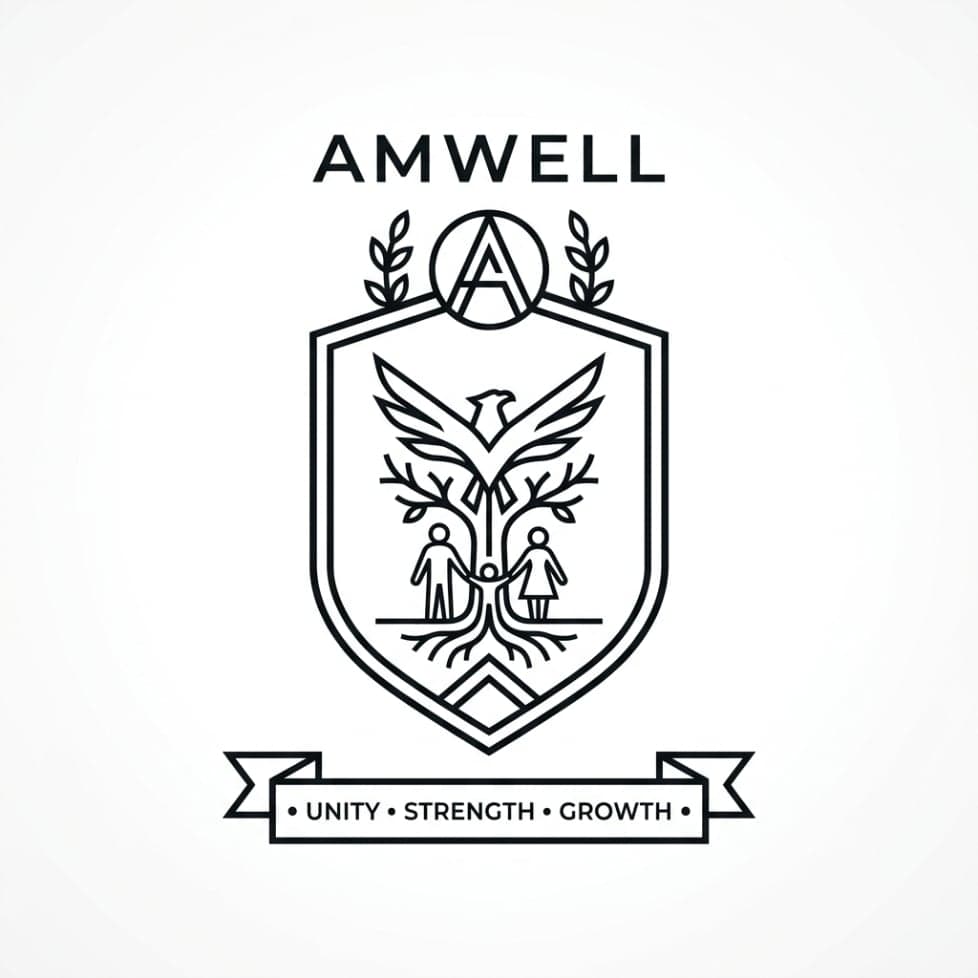 Minimal modern monochrome family crest with clean geometric shield and simple emblem