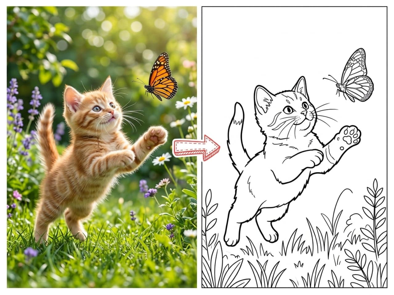 Kitten and Butterfly
