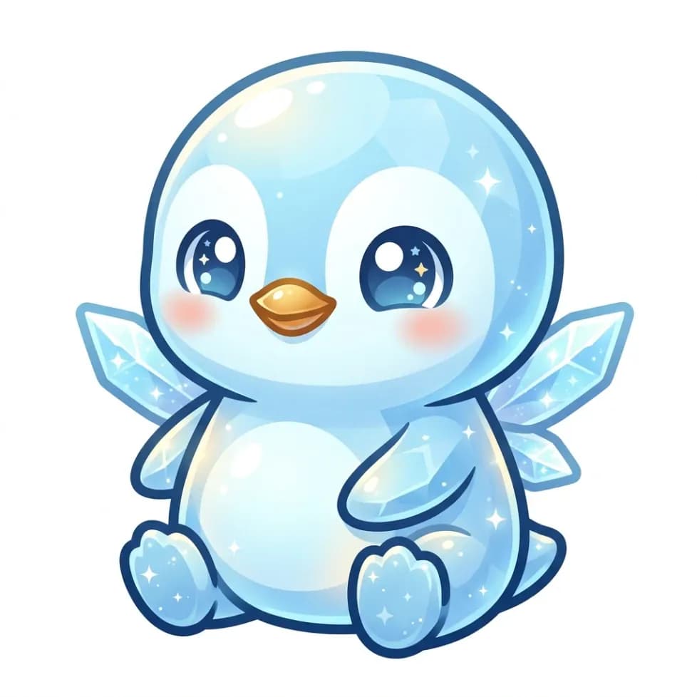 Cute blue ice creature concept generated with high creative freedom